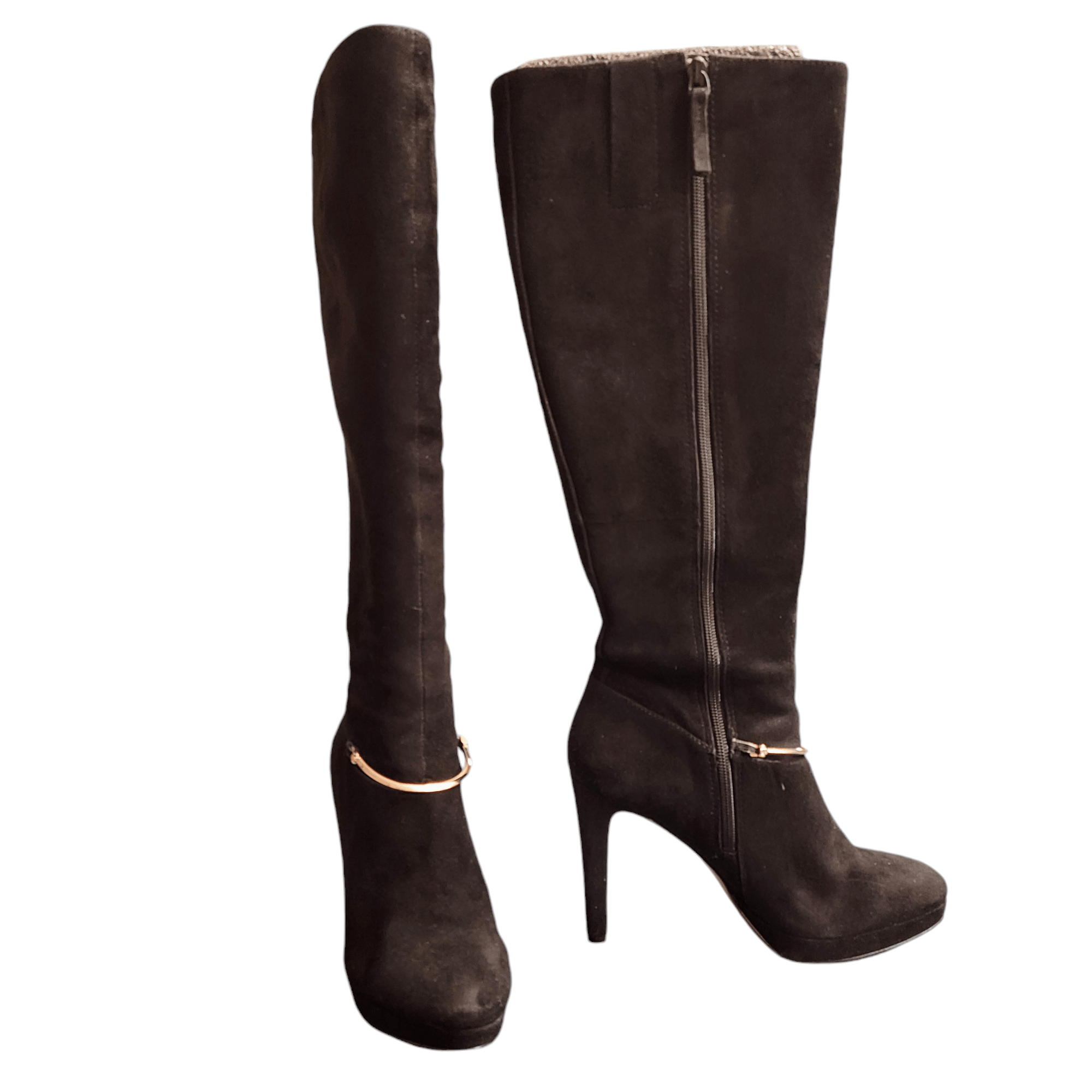 Nine West Nine West Black Suede Leather Tall Heeled Boots Size US 7 / IT 37 - 14 Thumbnail