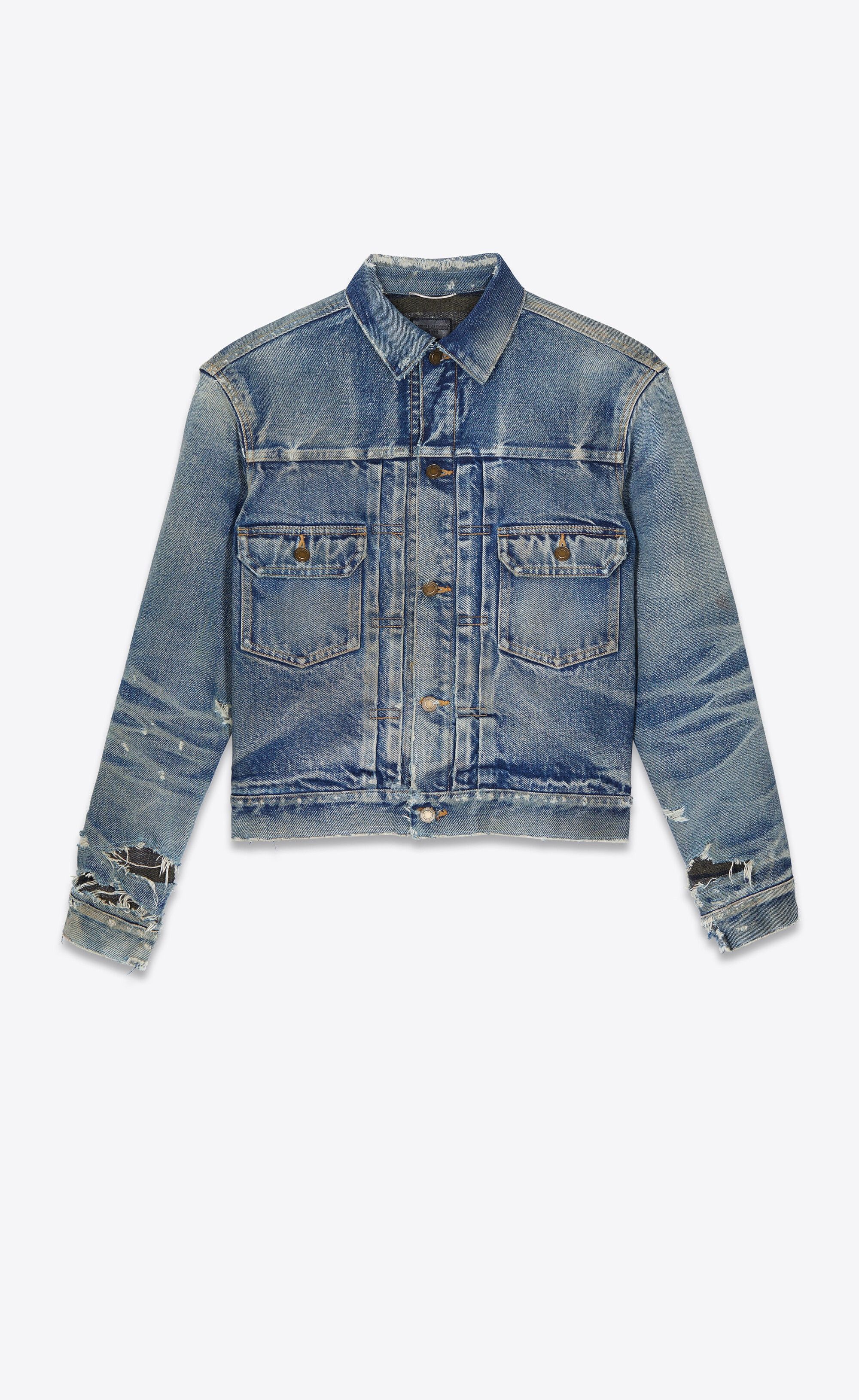 Saint Laurent Paris Destroyed Jacket in '70s Blue Trash Denim Size US XXL / EU 58 / 5 - 1 Preview