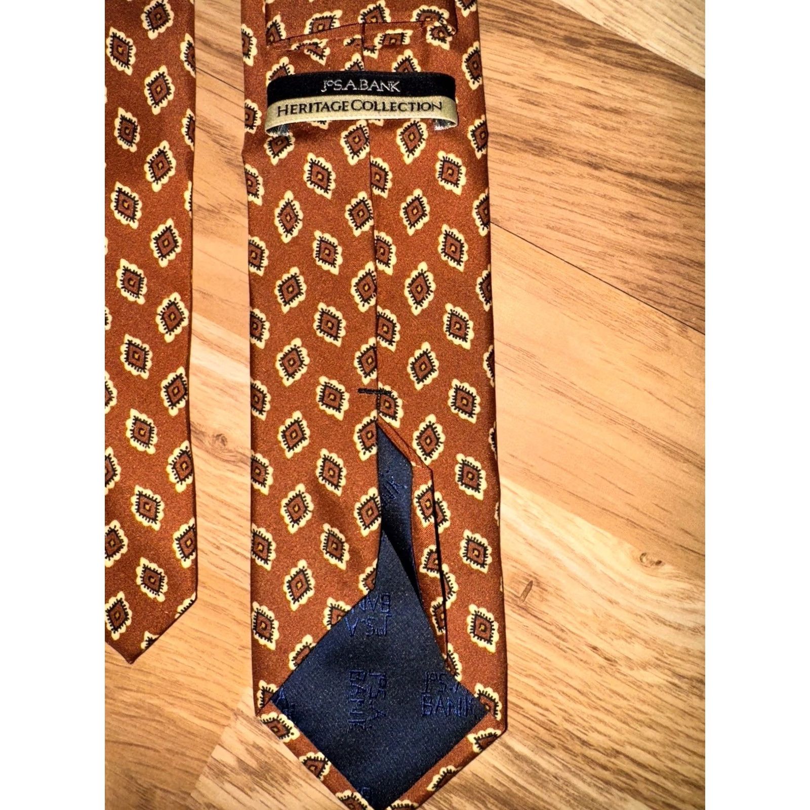 Jos. A. Bank JoS. A. Bank Heritage Collection Men's Silk Necktie Copper/Brown Paisley Tie Size ONE SIZE - 4 Thumbnail