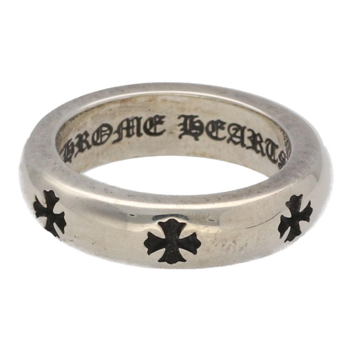 image of Chrome Hearts Negative Ch Plus Ring in Silver, Men's