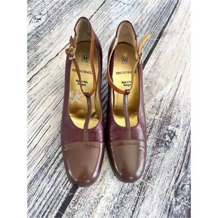 Bruno Magli Vintage Bruno Magli T-Strap Brown Two-Tone Women's Heels Size US 6.5 / IT 36.5 - 3 Thumbnail