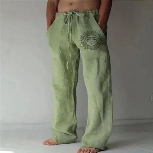 image of Cotton Linen Pants in Green, Men's (Size 33)