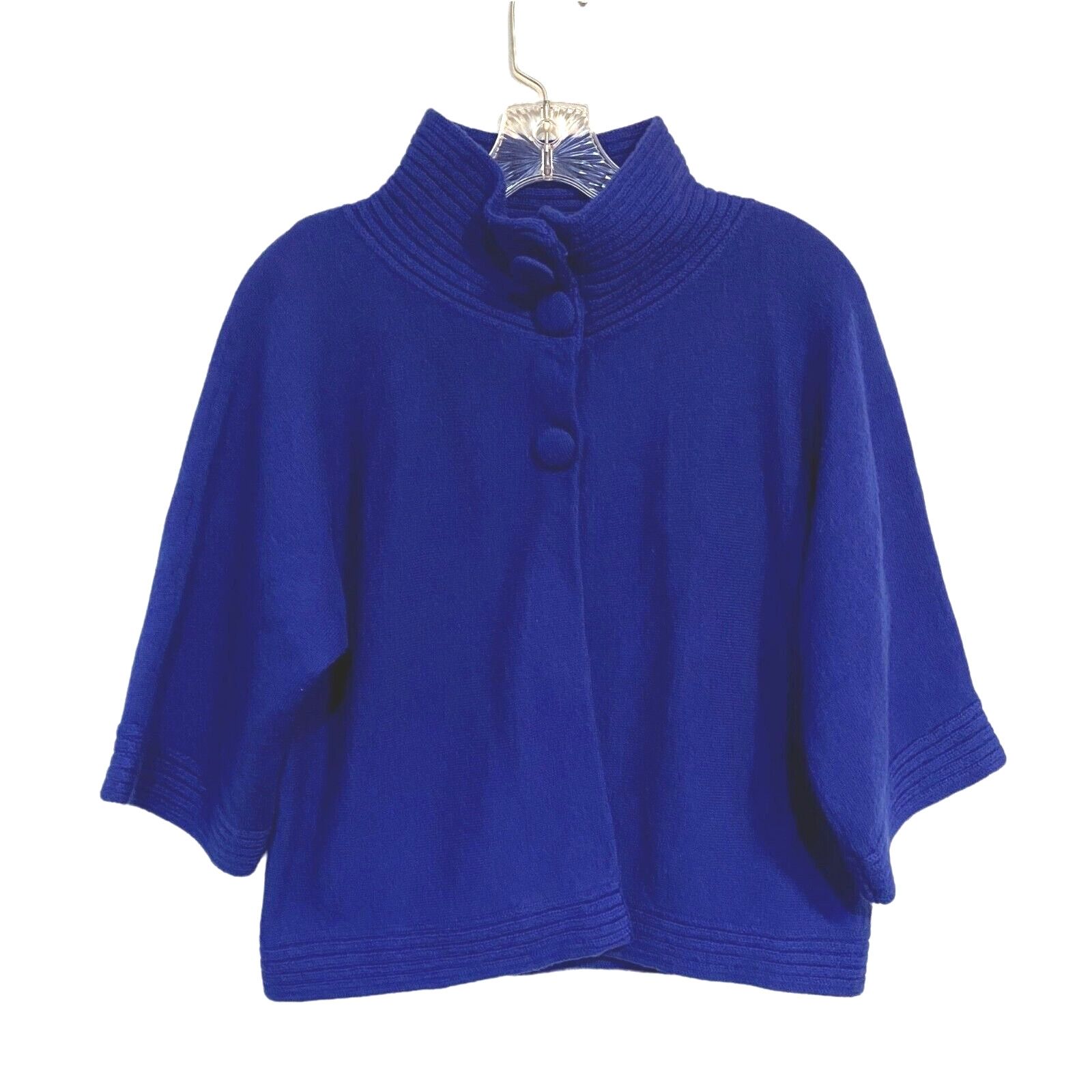 Chicos Chicos Jackie Cardigan XS Jacket Cape 100% Wool Royal Blue Size XS / US 0-2 / IT 36-38 - 1 Thumbnail