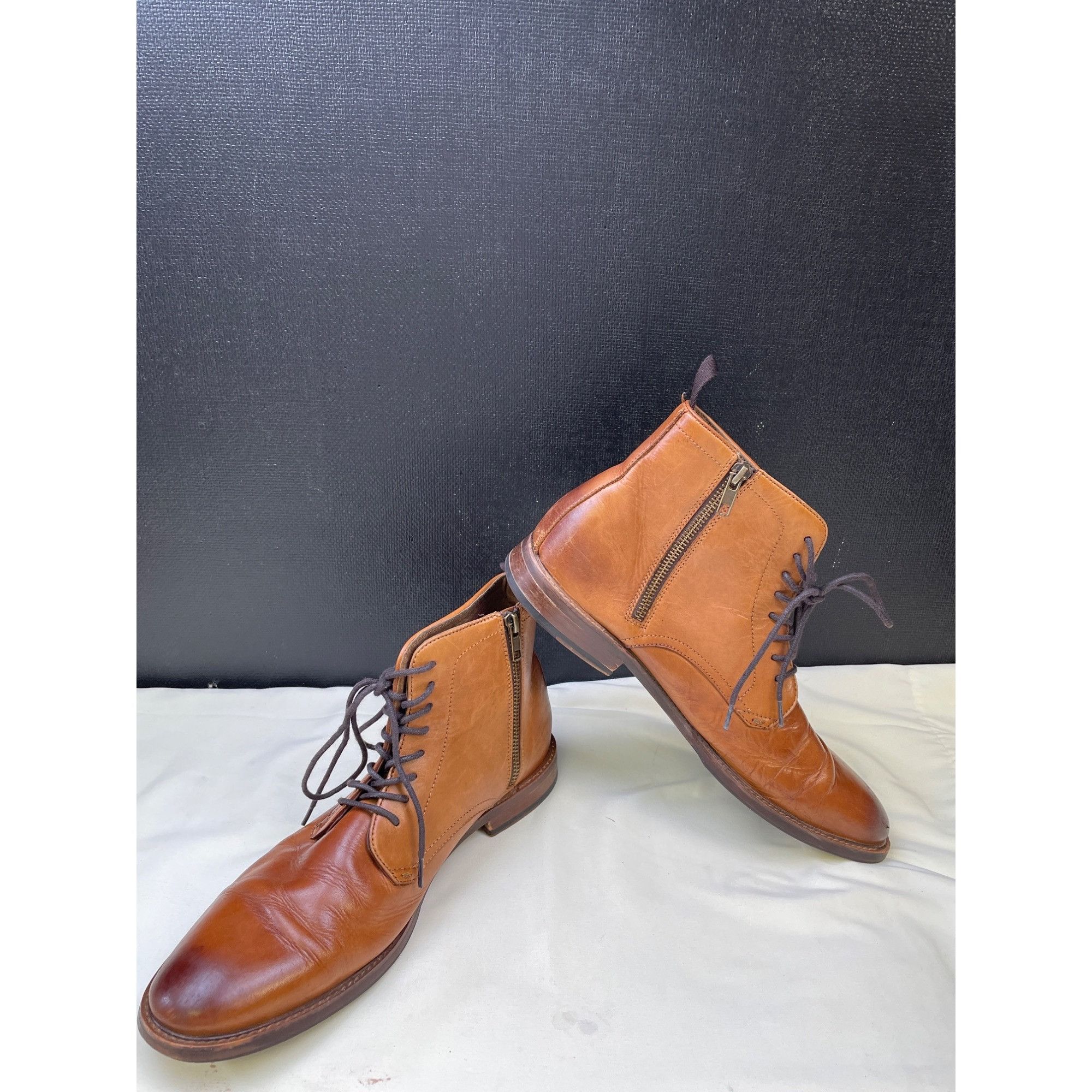 Aldo Aldo Mens Brown Leather Ankle Boots Shoes Zip up SIde Size 1 Size US 10 / EU 43 - 3 Thumbnail