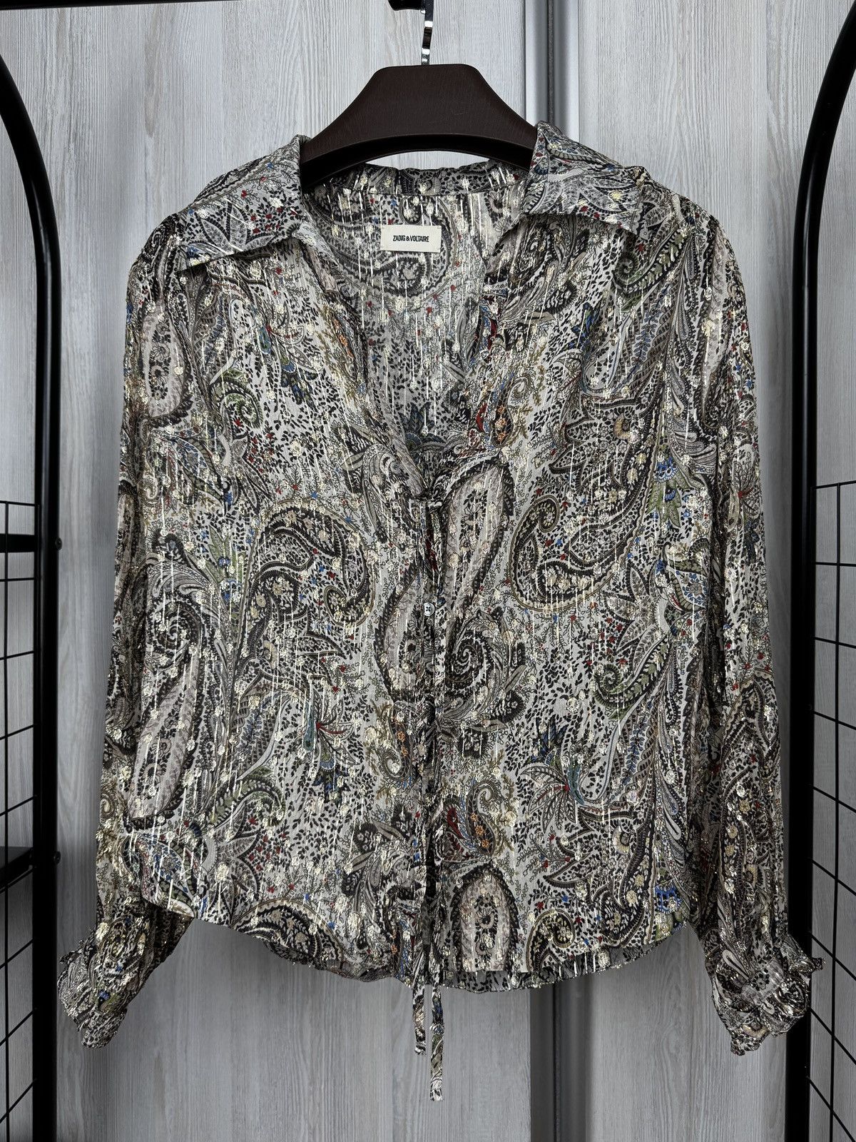 Zadig & Voltaire Zadig & Voltaire Tilan Lurex Peacoc Glitter Shirt Blouse Size S / US 4 / IT 40 - 2 Thumbnail