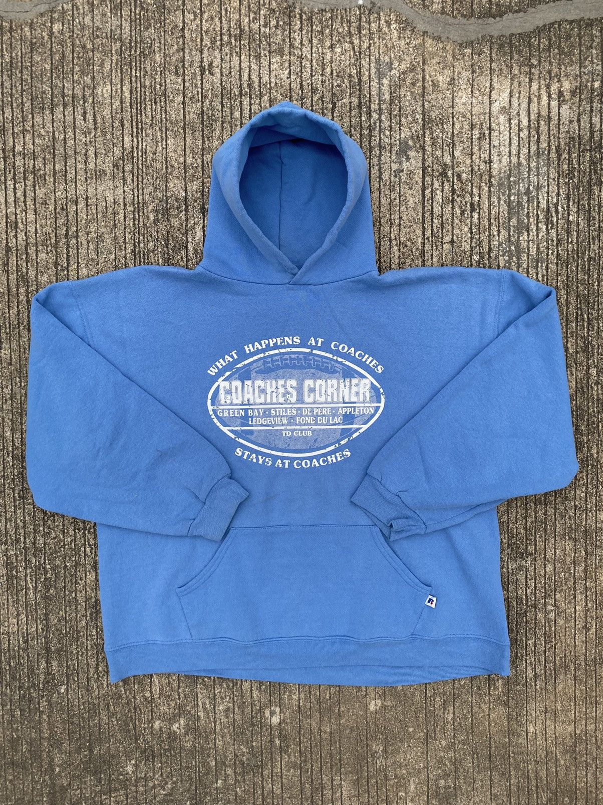 Russell Athletic × Vintage VTG Baby Blue Russell Athletic Hoodie (XL) Size US XL / EU 56 / 4 - 1 Thumbnail