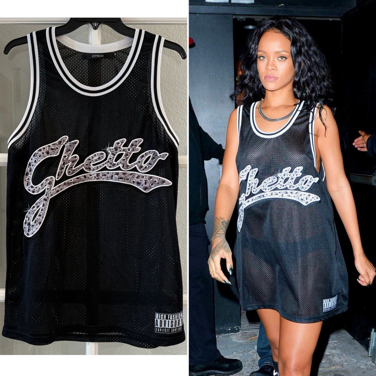 Joyrich Joyrich Mesh Unisex ‘Ghetto’ Rhinestone Embroidered Tank Top Size US M / EU 48-50 / 2 - 1 Thumbnail