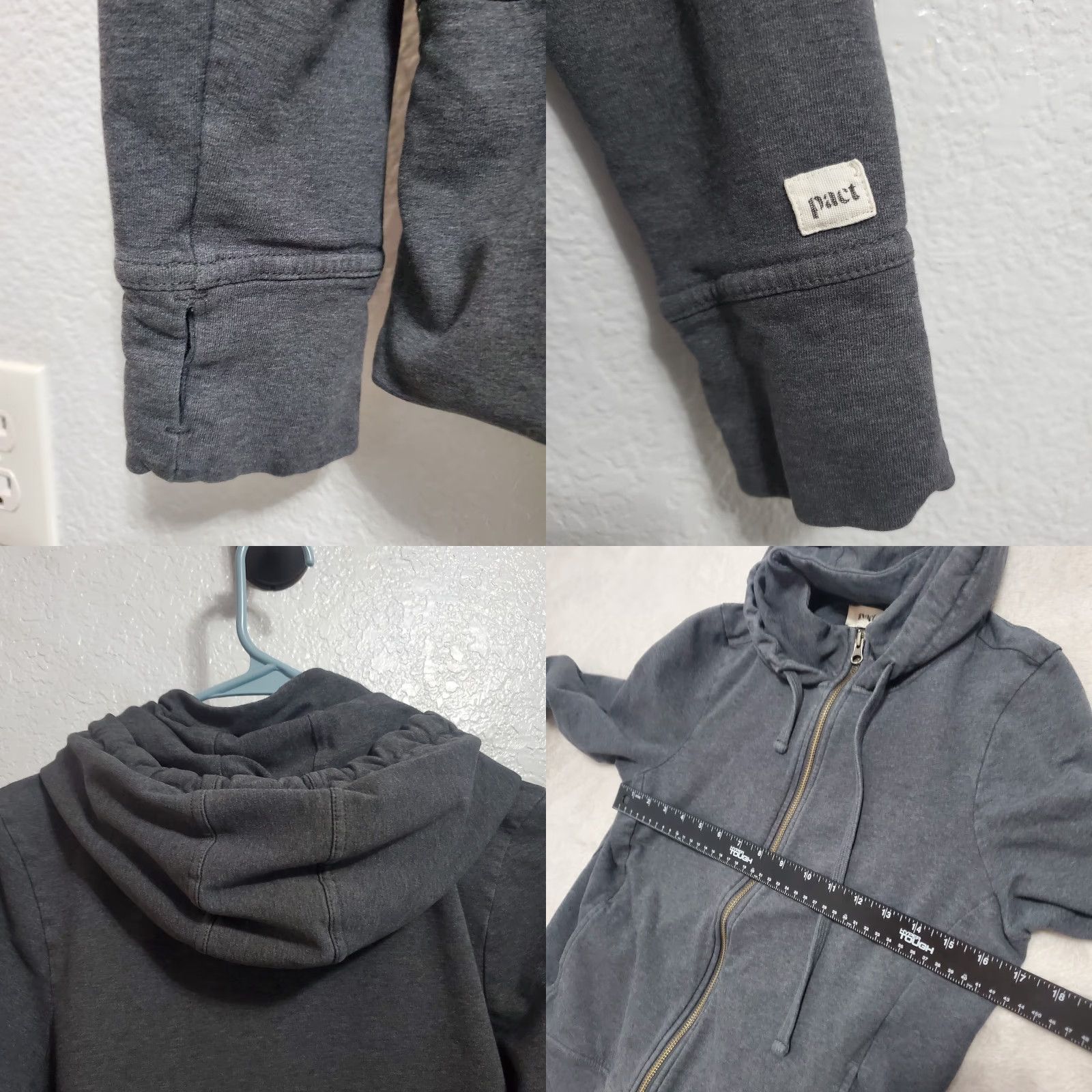 Vintage VINTAGE Pact Hoodie Women M Gray Full Zip Organic Cotton Sweatshirt Sustainable Size M / US 6-8 / IT 42-44 - 8 Thumbnail