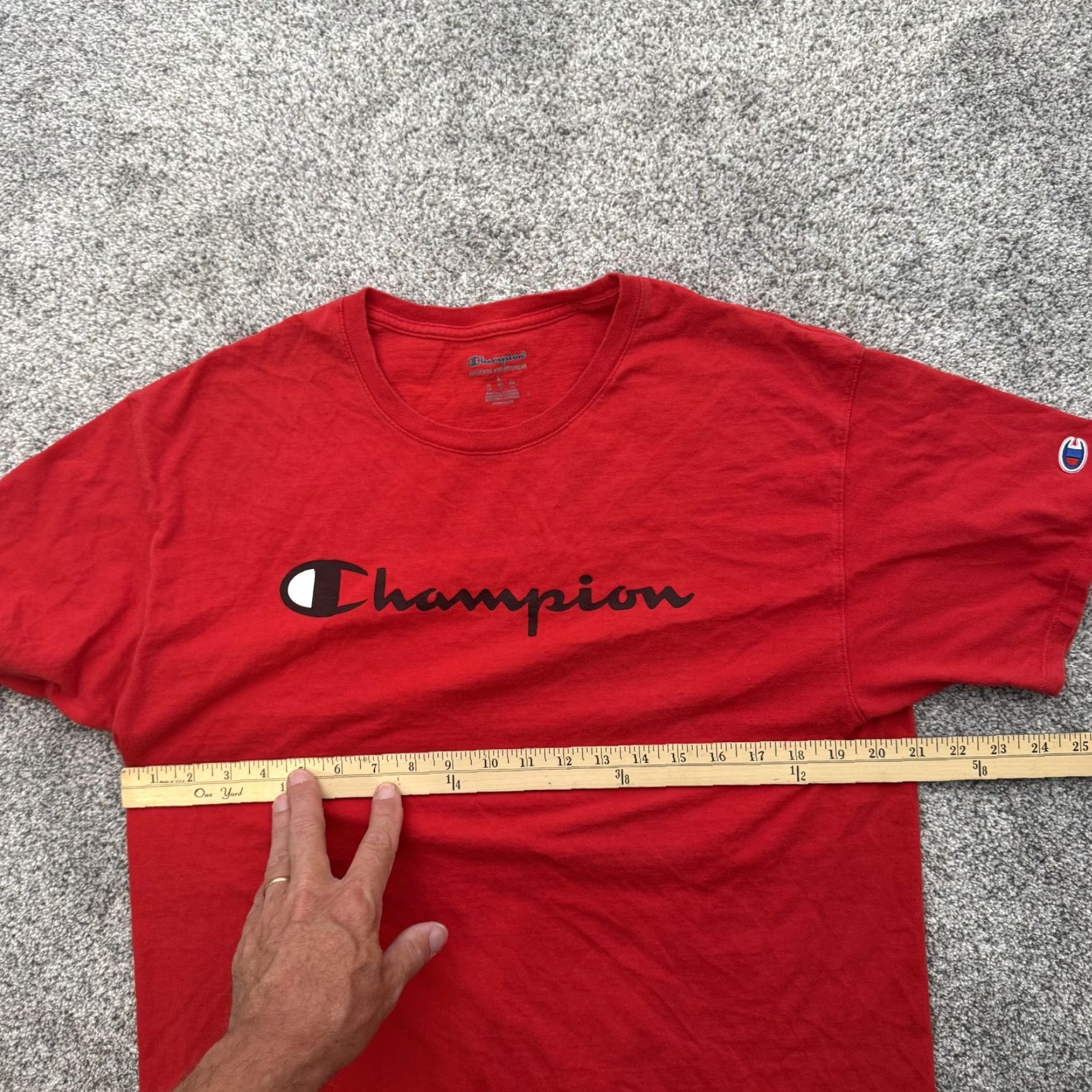 Champion Champion Shirt Mens Large Red Authentic Athleticwear Spell Out Logo Tee 42x28 Size US L / EU 52-54 / 3 - 3 Thumbnail