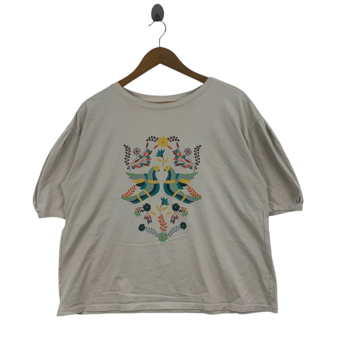 Anna Sui ANNA SUI x UNIQLO Floral Bird Illustration Boxy Tee Shirt Size XL / US 12-14 / IT 48-50 - 3 Thumbnail