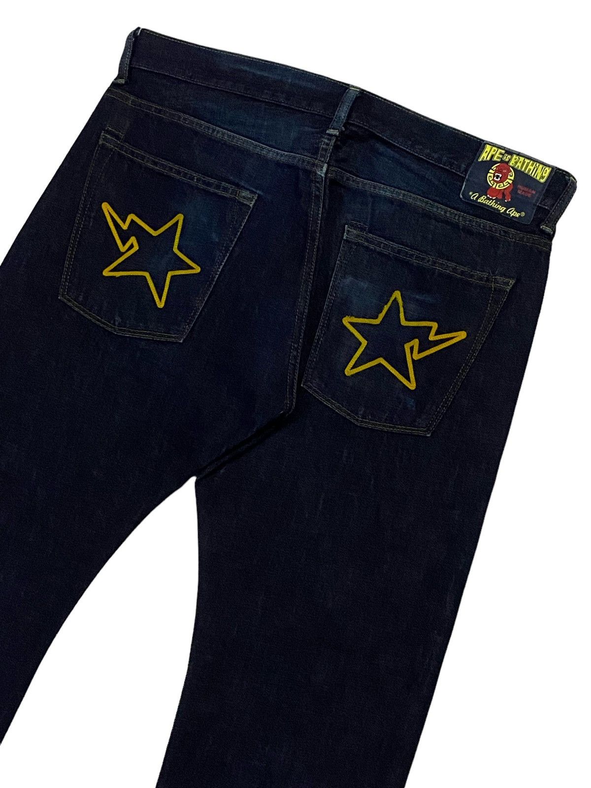 Bape Bapesta Embroidery Logo Denim Pants Size US 35 - 4 Thumbnail