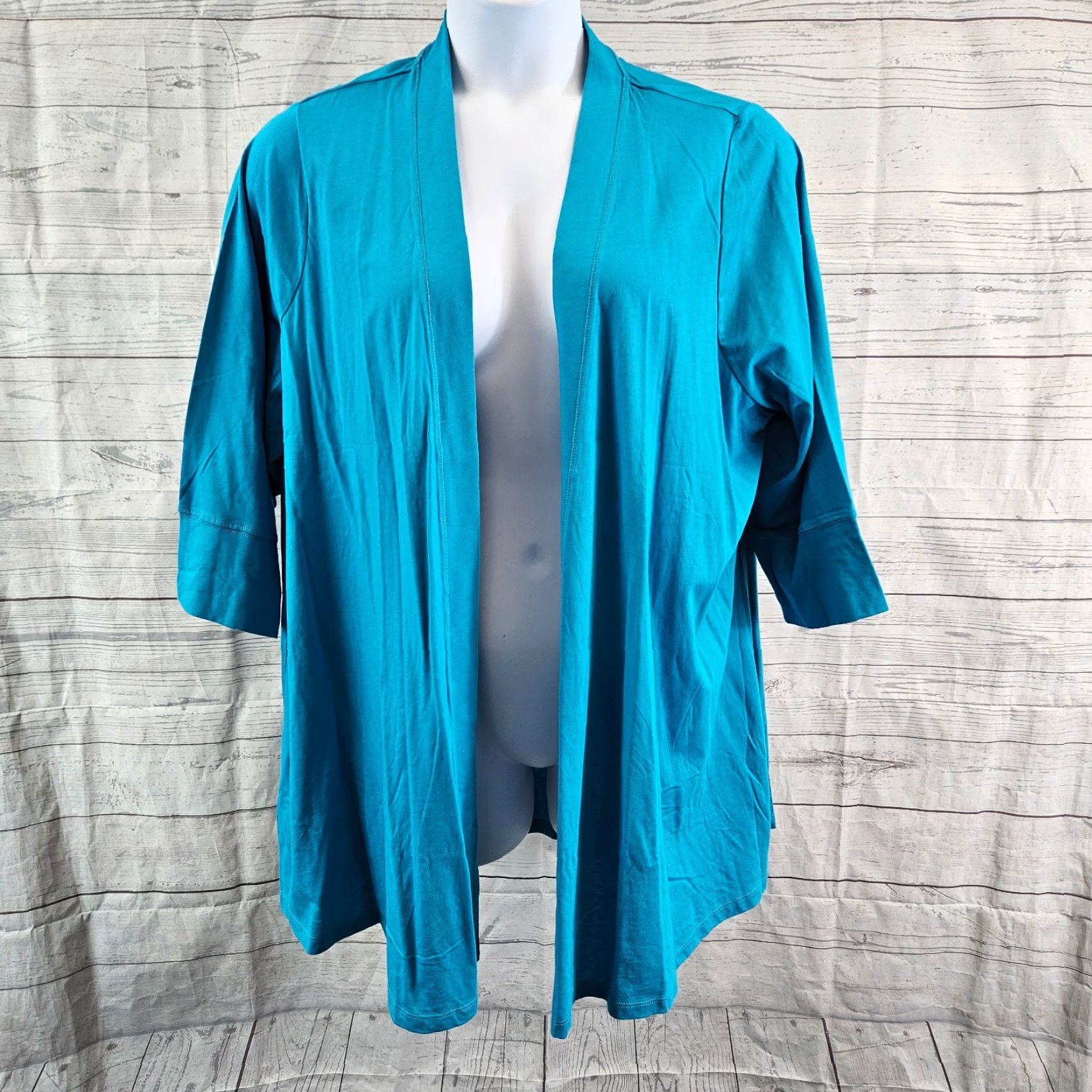 Vintage Carole Hochman Cardigan Womens 2X Blue 3/4 Sleeve Cotton Blend Solid Size XXL / US 16-18 / IT 52-54 - 2 Thumbnail