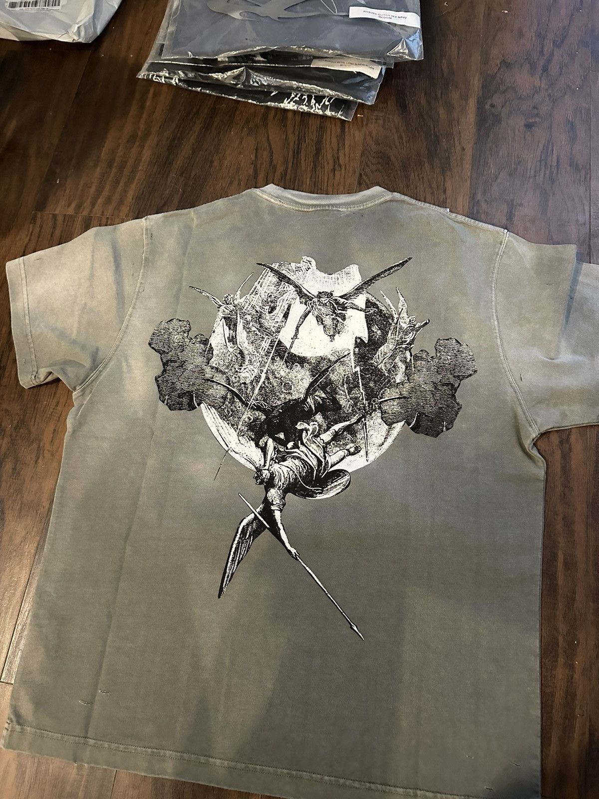 Revenge Kosuke Kawamura Glitch Arch Logo Tee Treated Grey Size US M / EU 48-50 / 2 - 2 Thumbnail