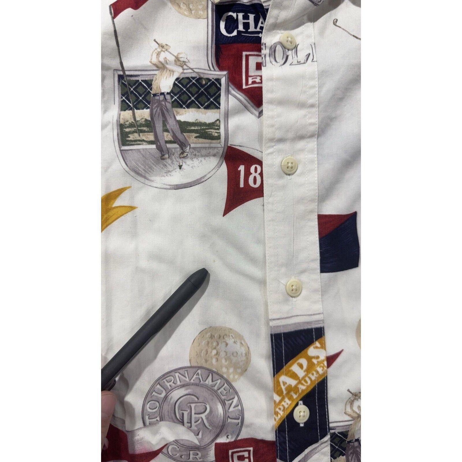 Ralph Lauren Vtg Chaps Ralph Lauren Mens M 80's Golf Print Button Down Size US M / EU 48-50 / 2 - 4 Thumbnail