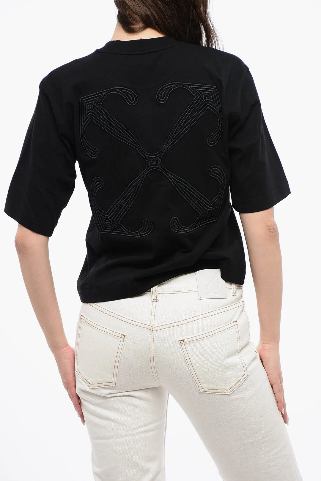 Off-White og1mm0426 Cropped Crewneck T-Shirt in Black Size XXS / US 00 / IT 34 - 2 Thumbnail