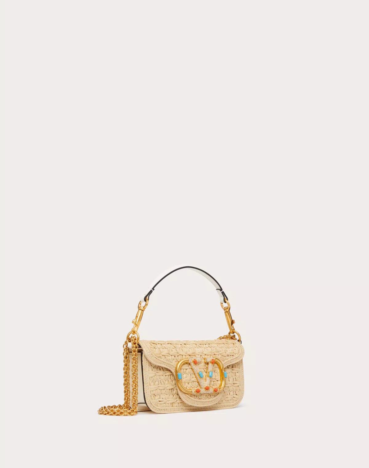 Valentino oc11z0725 Size:OS/Locò Raffia Shoulder Bag in Beige Size ONE SIZE - 2 Thumbnail