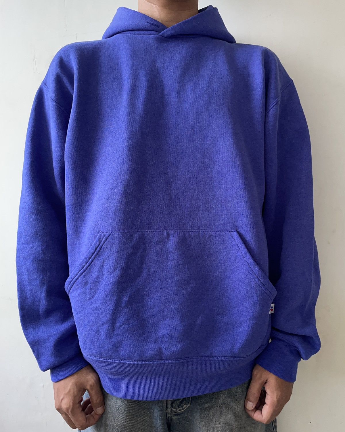 Russell Athletic × Vintage Vintage 90s Royal Blue Russell Athletic Hoodie Size US L / EU 52-54 / 3 - 4 Thumbnail
