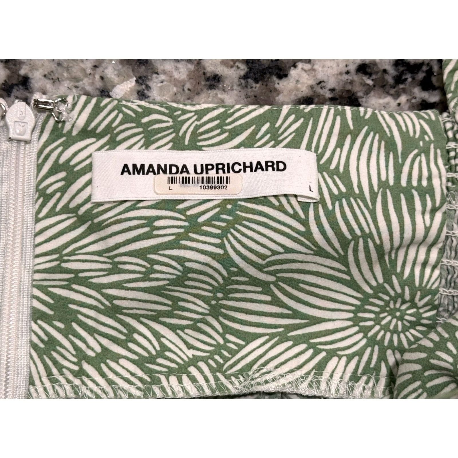 Amanda Uprichard Amanda Uprichard Dress L Meadow Green Sicily Floral Puff Sleeve Midi Fit & Flare Womens Size L / US 10 / IT 46 - 7 Thumbnail