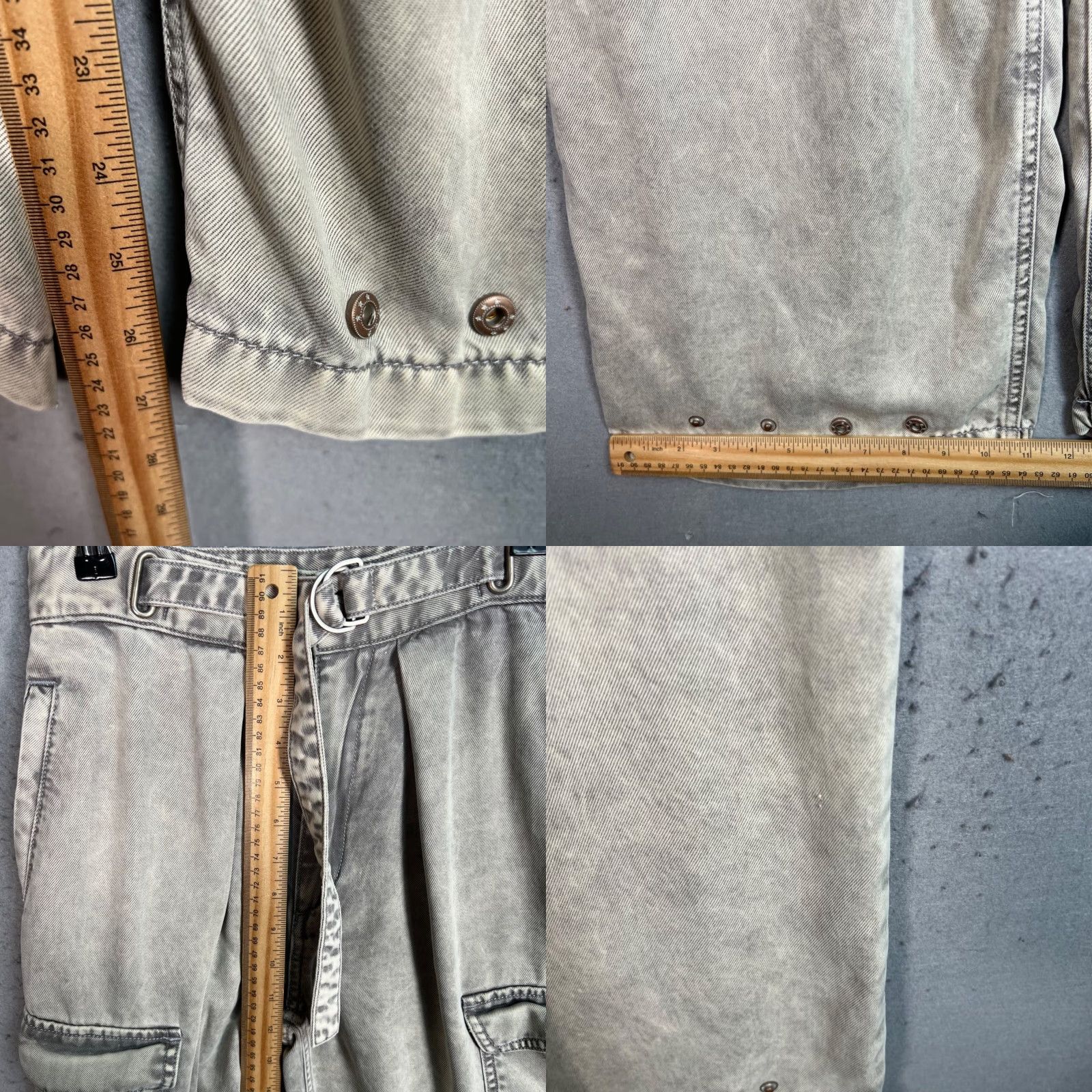 Vintage Fabrique Cargo Pants Womens XS Grey High-Waisted Lightweight Lyocell Wide-Leg Pant Size 26" / US 2 / IT 38 - 8 Thumbnail