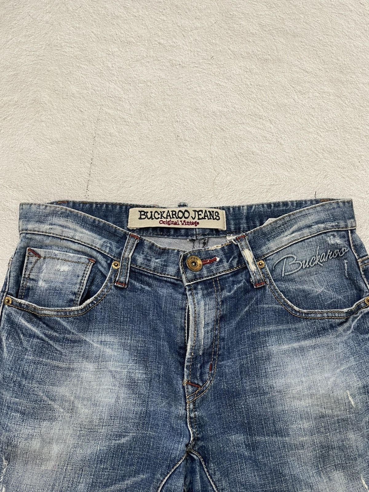 Kapital 2000s Buckaroo Ripped Denim Wash Jeans Slimfit Y2K Ifsix LGB Size US 31 - 4 Thumbnail