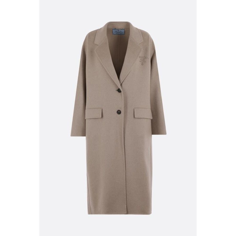 Prada PRADA Beige Embroidered Cashmere Single-Breasted Coat New & Size M / US 6-8 / IT 42-44 - 1 Thumbnail