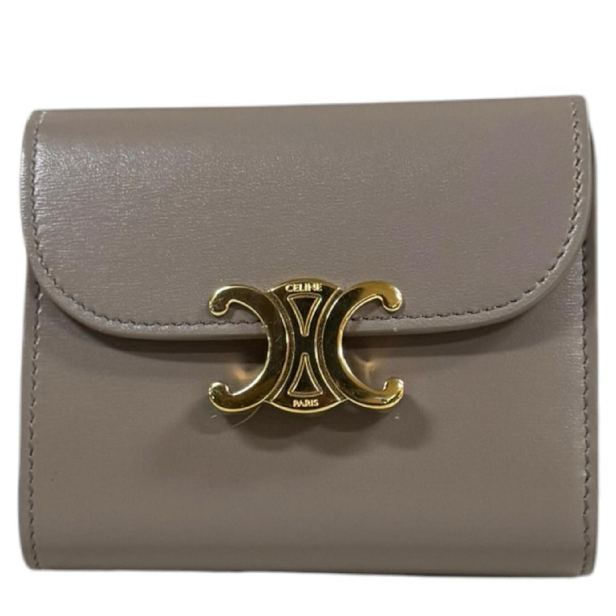 Celine Celine Small Flap Wallet Triomphe Tri-fold Leather Women's CELINE Size ONE SIZE - 1 Thumbnail