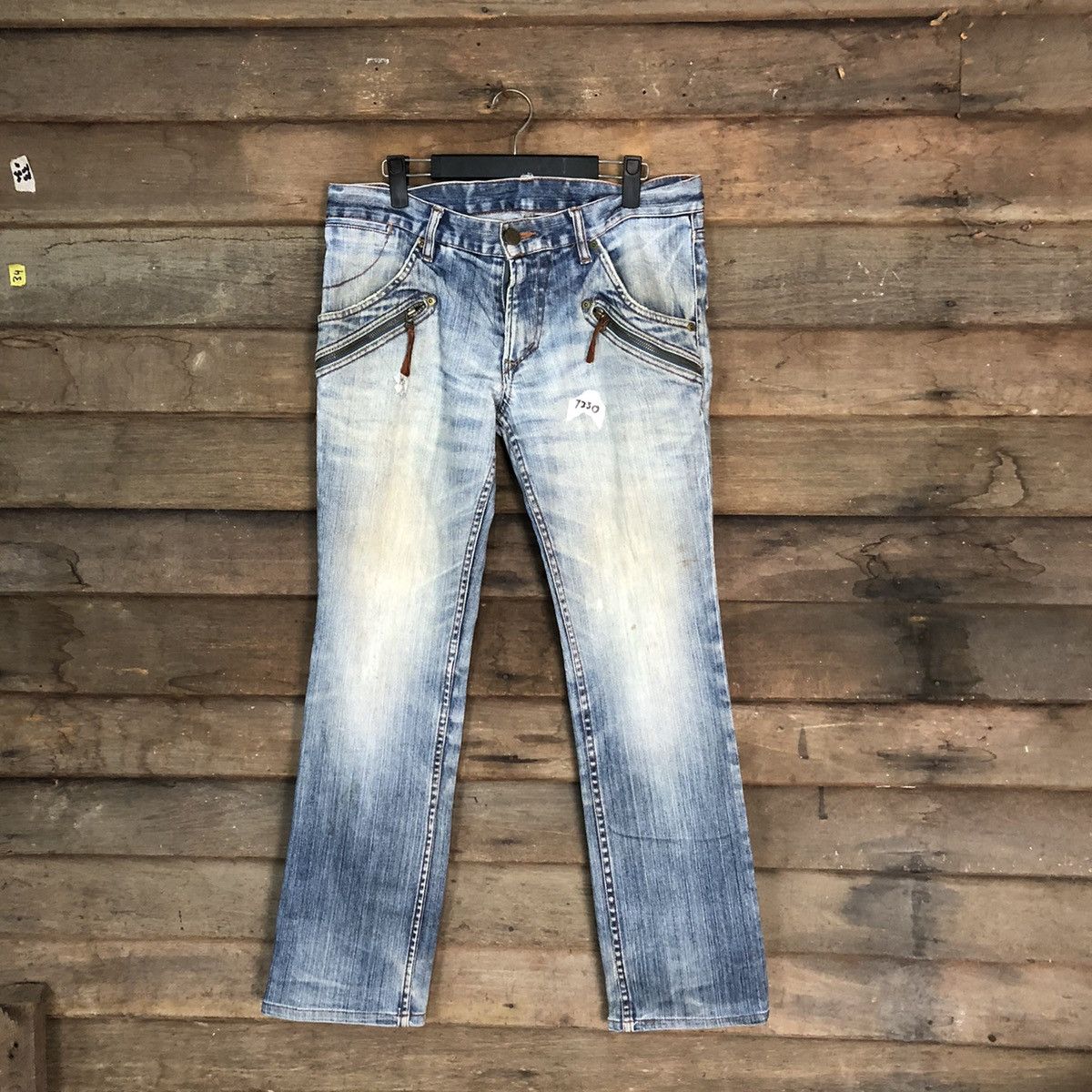 Japanese Brand Monsieur Nicole Blue Distressed Denim Pants #7330 Size 32" / US 10 / IT 46 - 1 Thumbnail