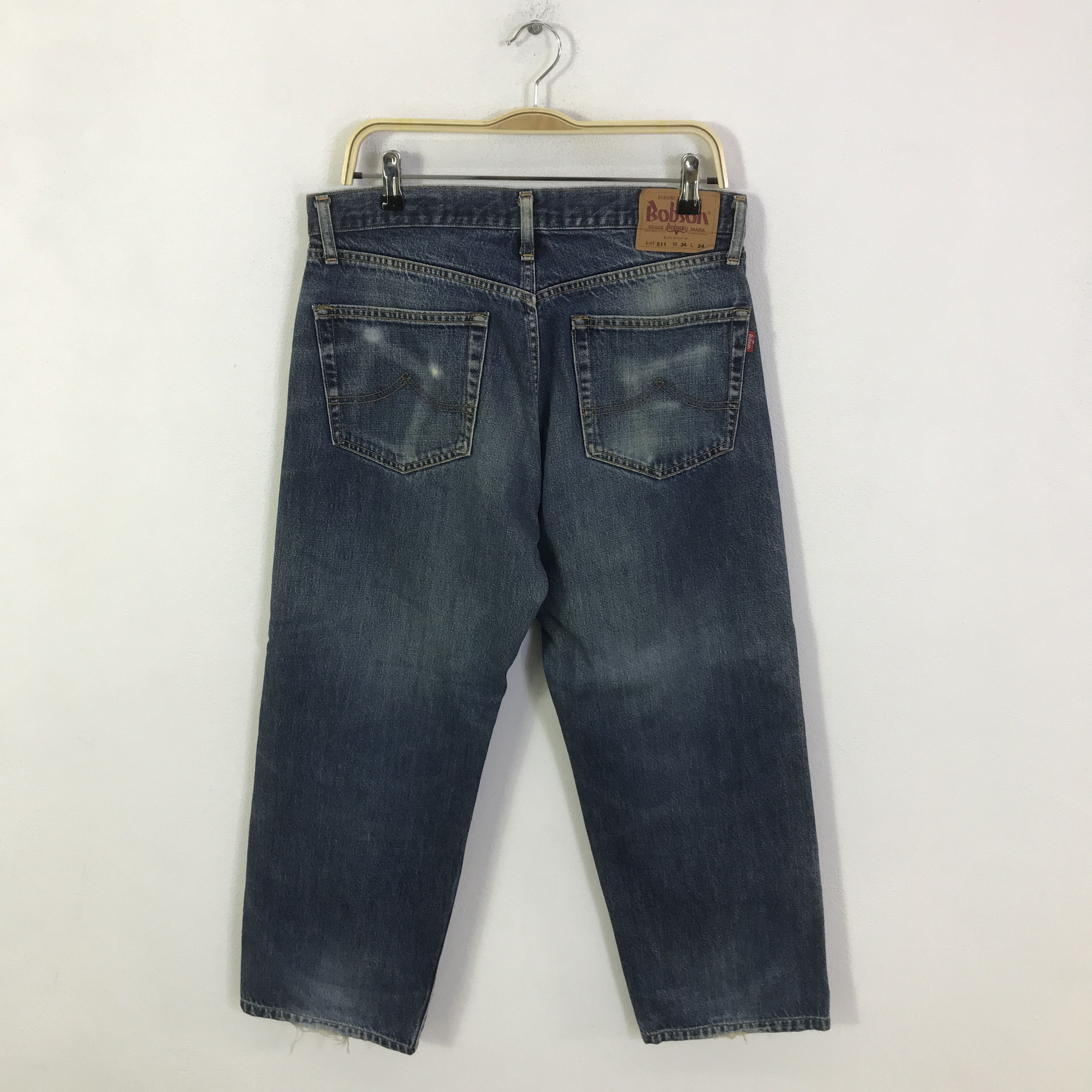 Japanese Brand bobson distressed Baggy denim pants K74B14 Size US 33 - 4 Thumbnail