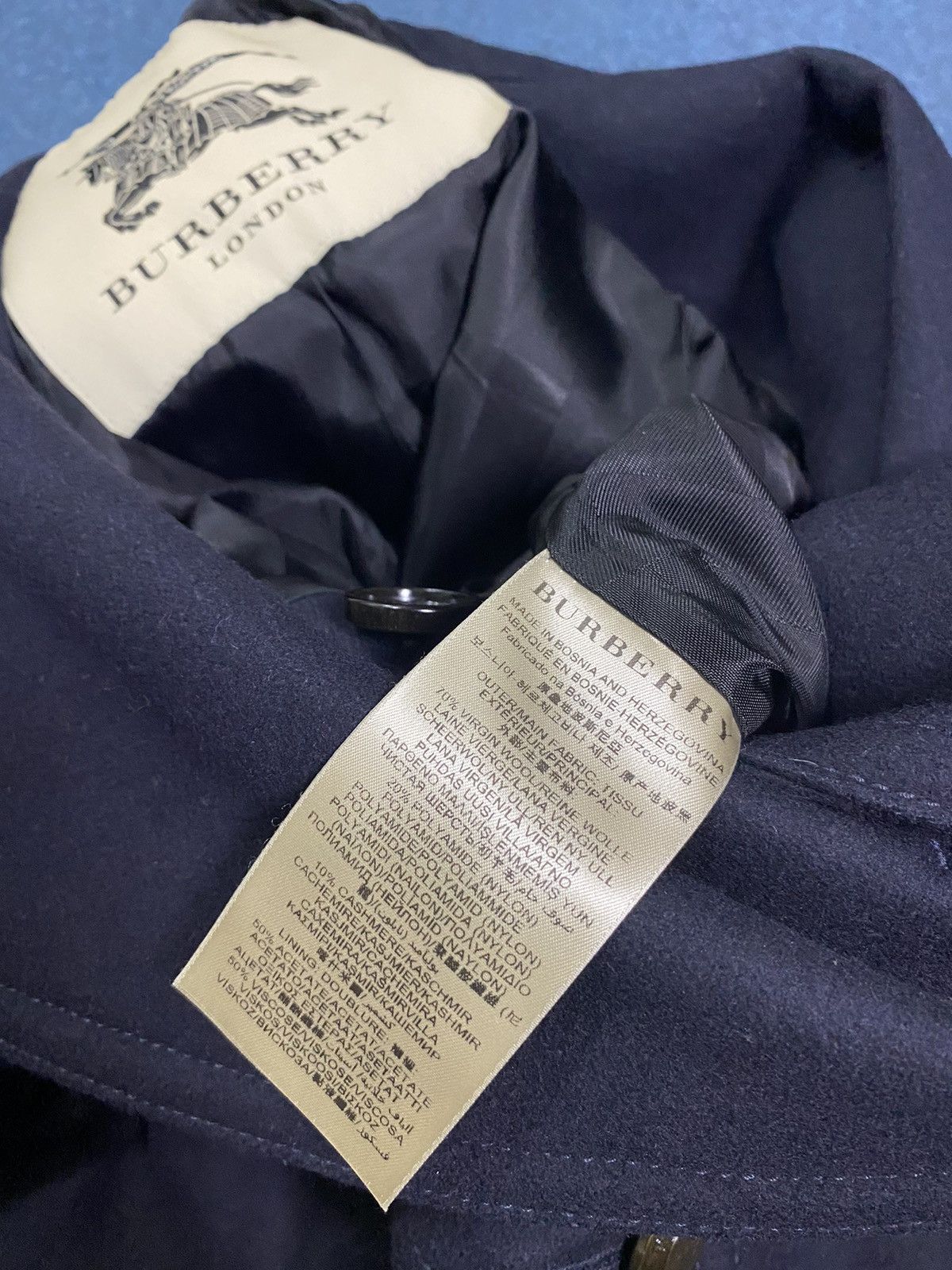 Burberry Burberry Navy Blue and Gold Wool Double Breasted Trench Coat Size XS / US 0-2 / IT 36-38 - 8 Thumbnail