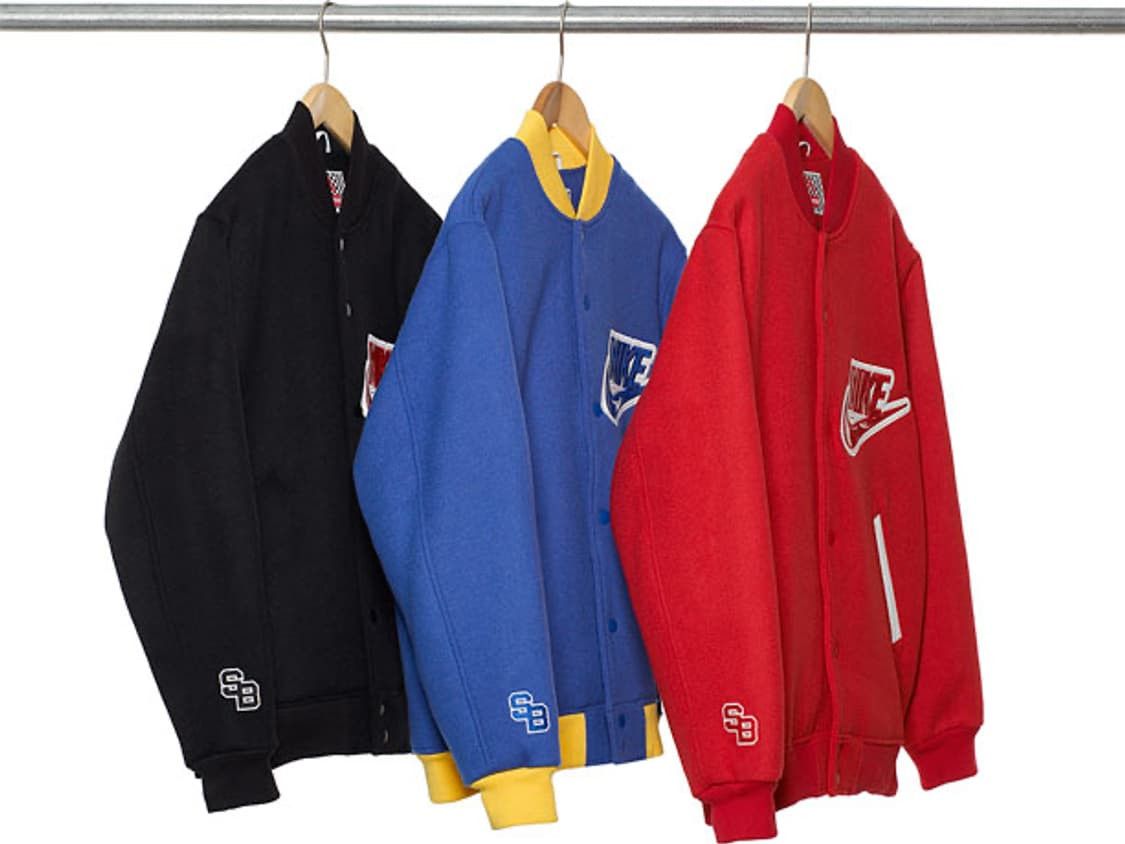 Nike × Supreme Supreme Nike SB Varsity Jacket Black 2007 Size US XL / EU 56 / 4 - 9 Thumbnail