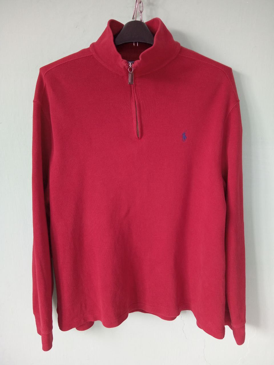 Polo Ralph Lauren Vtg Polo Ralph Lauren Red Sweater 1/4 Zip Size US XL / EU 56 / 4 - 1 Thumbnail