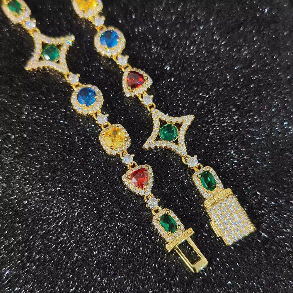 Jewelry Hip Hop Jewelry Women Colored Zircon Iced Out Necklace Size ONE SIZE - 2 Thumbnail