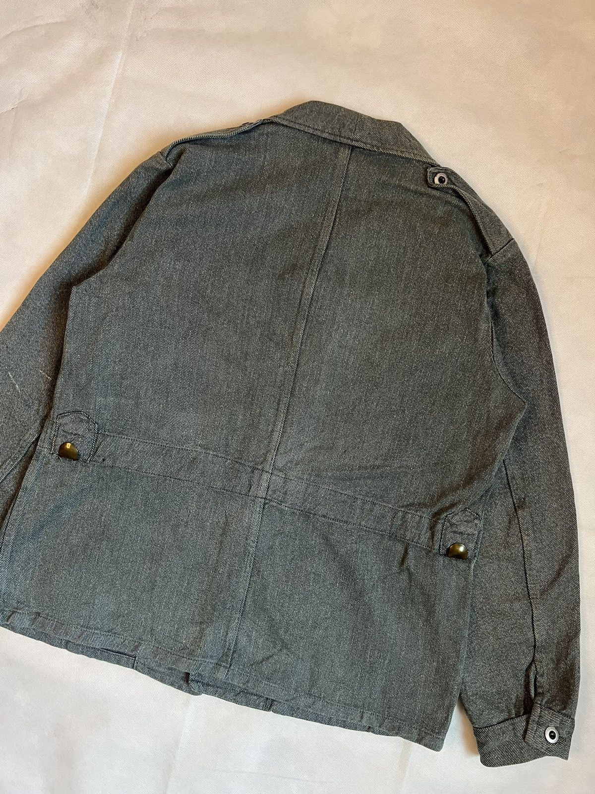 Vintage 50's Swedish Army Military Heavy Denim Work Jacket Size US L / EU 52-54 / 3 - 13 Thumbnail