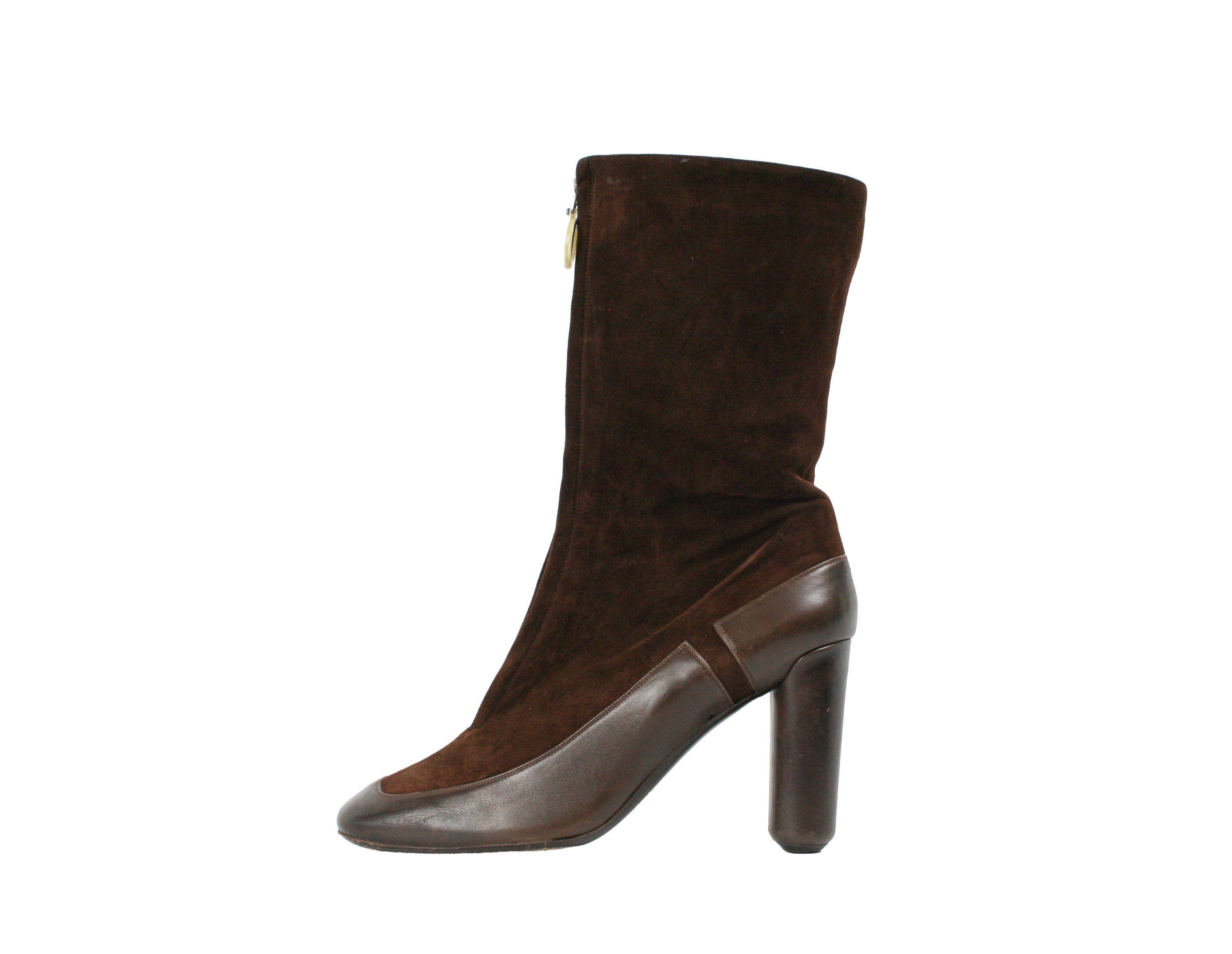 Marc Jacobs Front Zip Suede Leather Ankle Boots Size US 9.5 / IT 39.5 - 2 Thumbnail