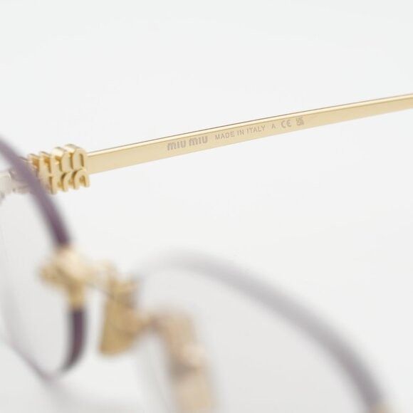 Miu Miu Miu Miu MUA54S 5AK08N Sunglasses Gold Oval Frame Size ONE SIZE - 5 Thumbnail