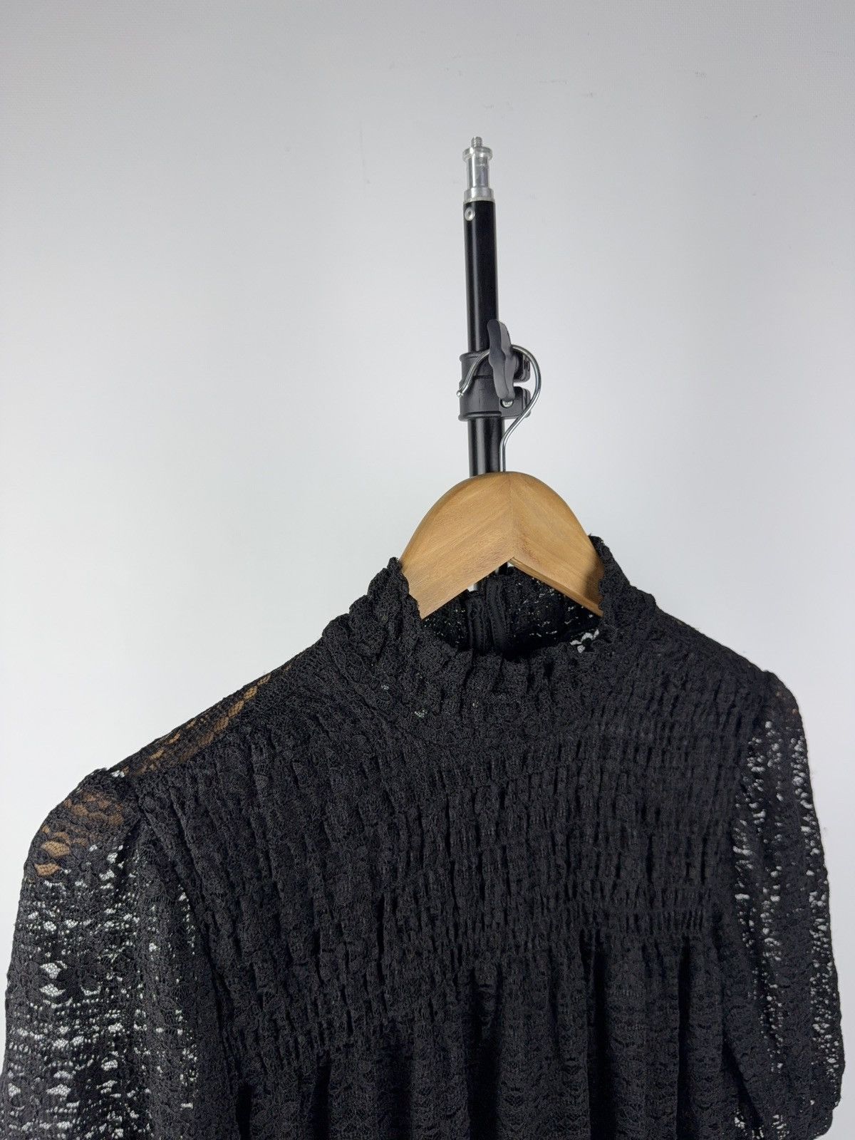 Japanese Brand Victorian Avant Garde Gothic Black Lace Smocked Tunic Dress Size M / US 6-8 / IT 42-44 - 3 Thumbnail