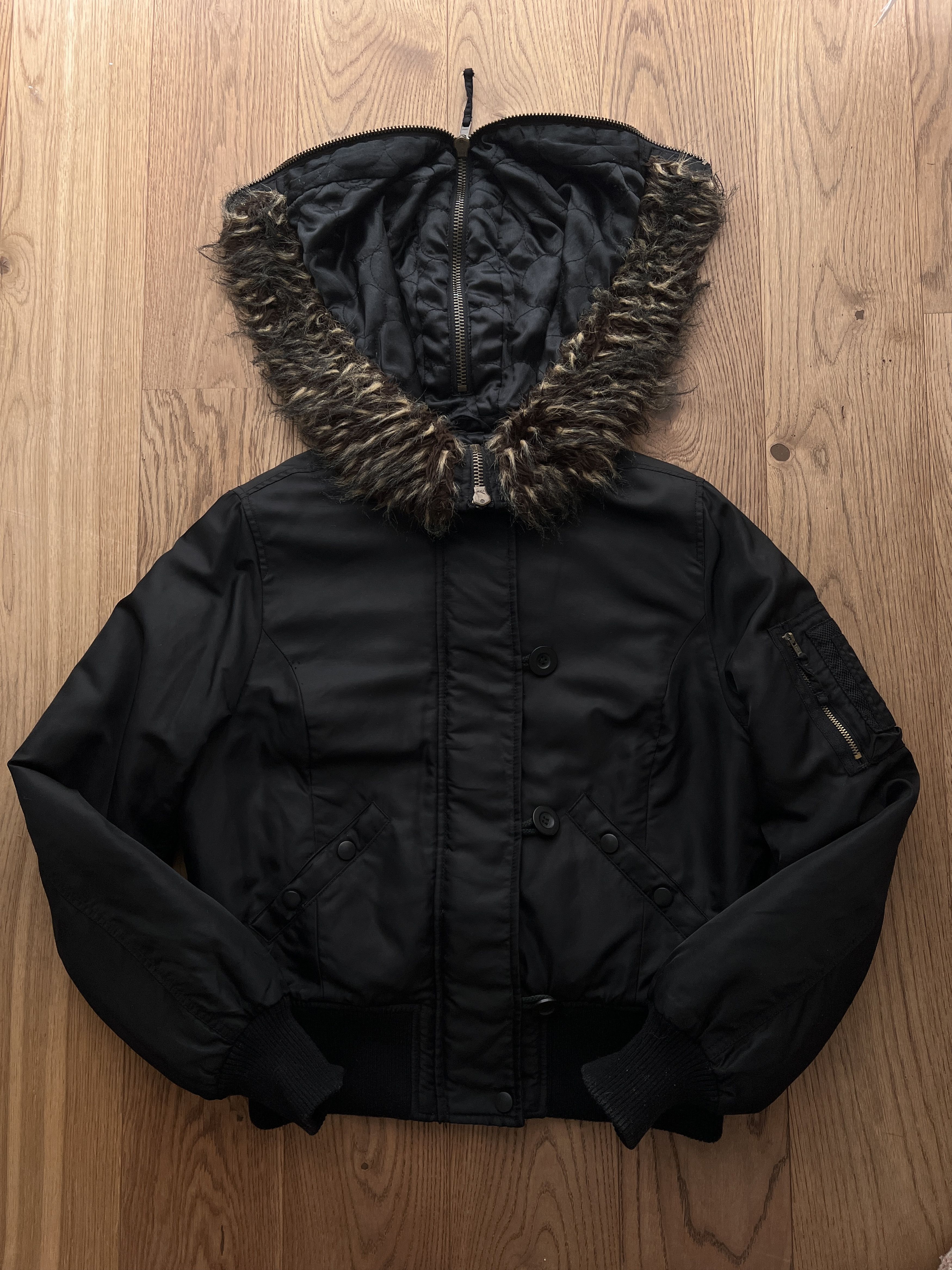 If Six Was Nine Avant garde vintage faux fur bomber jacket hood cropped punk Size M / US 6-8 / IT 42-44 - 8 Thumbnail