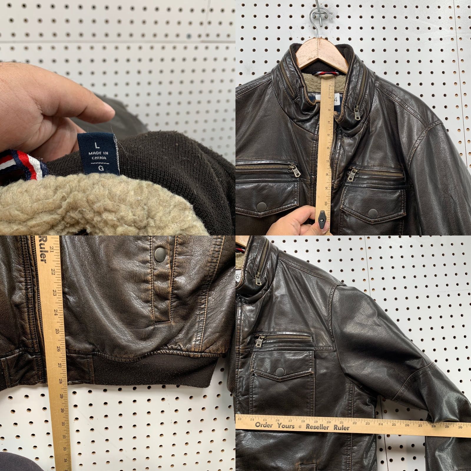 Tommy Hilfiger Tommy Hilfiger Faux Leather Bomber Jacket Mens Large Brown Sherpa Lined Top Gun Size US L / EU 52-54 / 3 - 8 Thumbnail