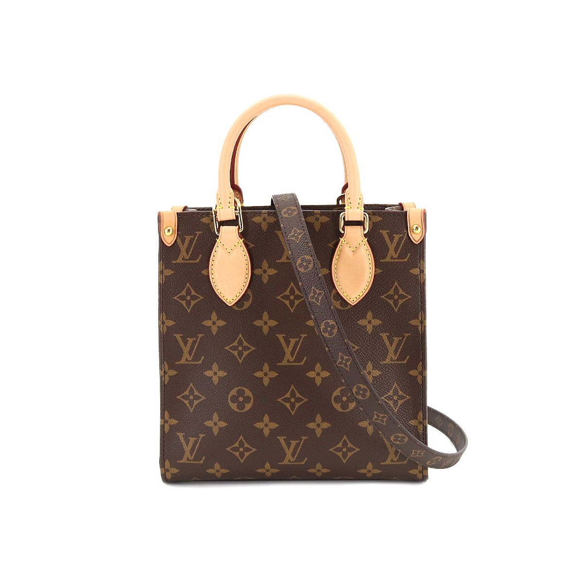 Louis Vuitton Monogram Sac Plat BB 2 Way Hand Shoulder Bag Brown