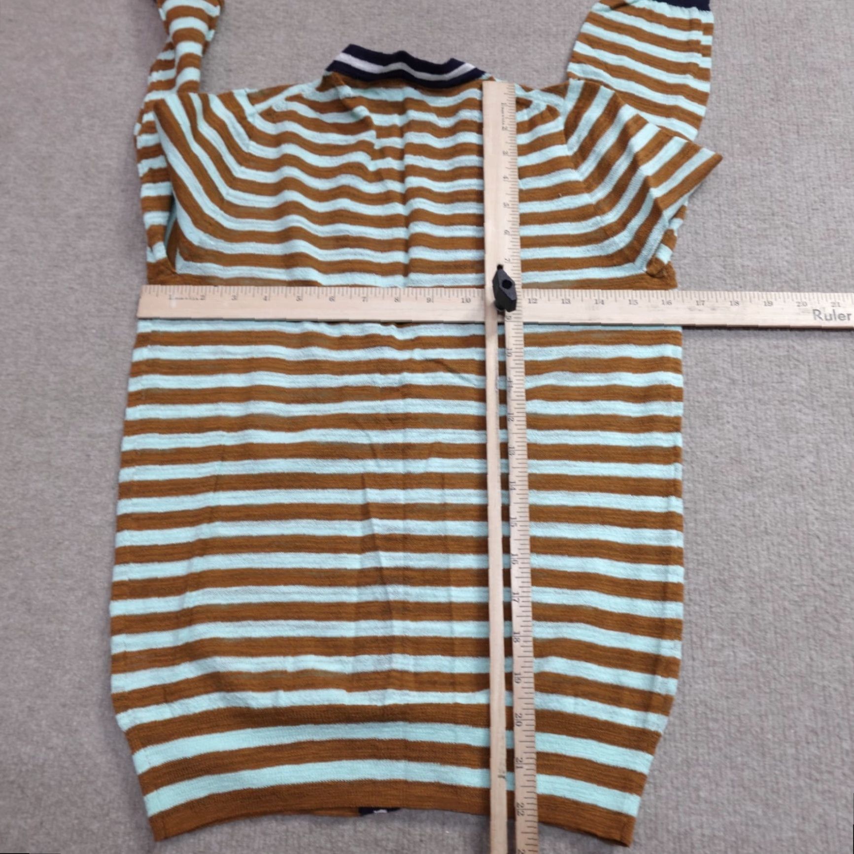 J.Crew J.Crew Cardigan Sweater Womens Small Brown Blue Lightweight Button Front Striped Viscose Long Sleeve Regular Size Women Size S / US 4 / IT 40 - 4 Thumbnail