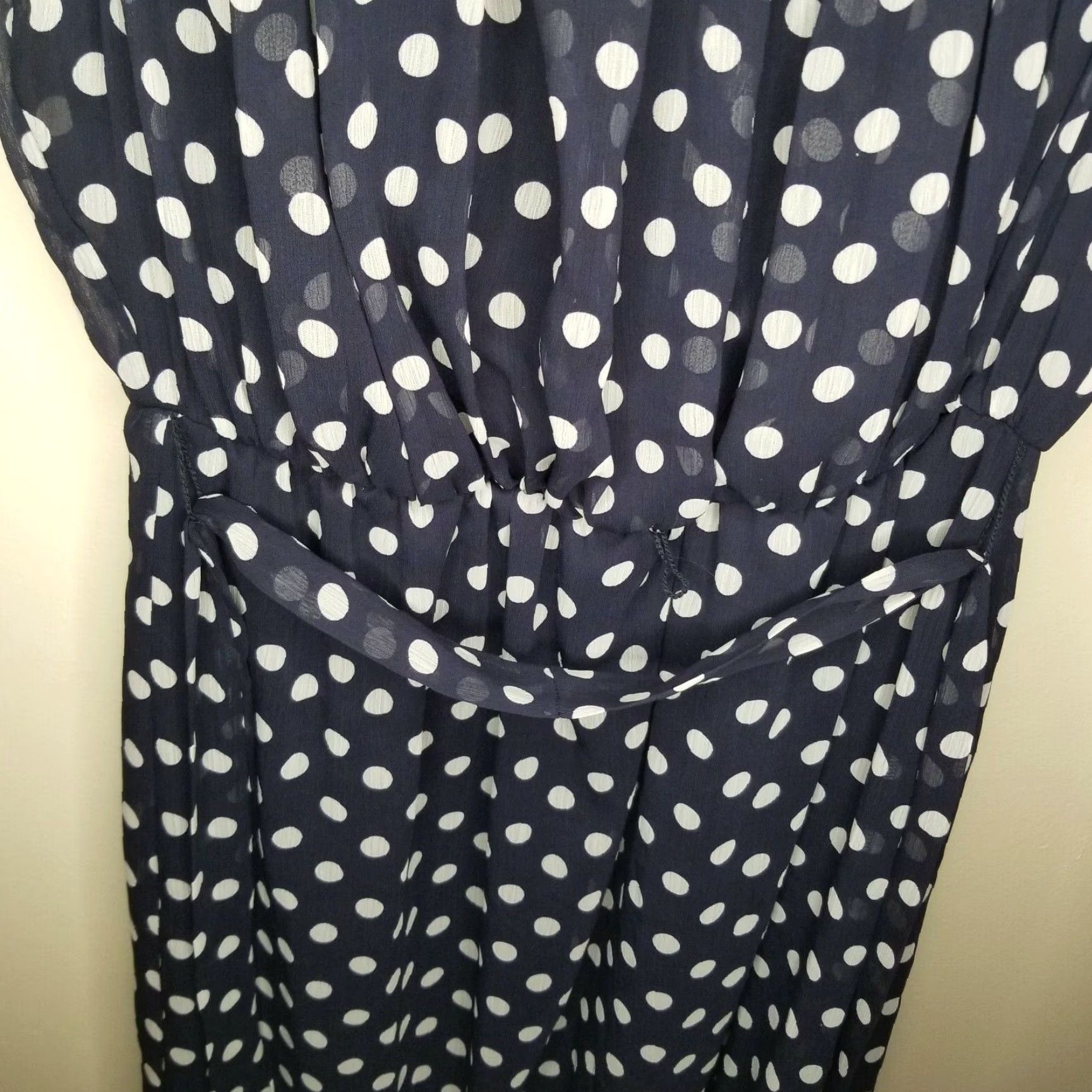 Vintage GNW Womens Sleeveless Blue White Polka Dot Knee Length Dress Size 8 Size M / US 6-8 / IT 42-44 - 2 Thumbnail