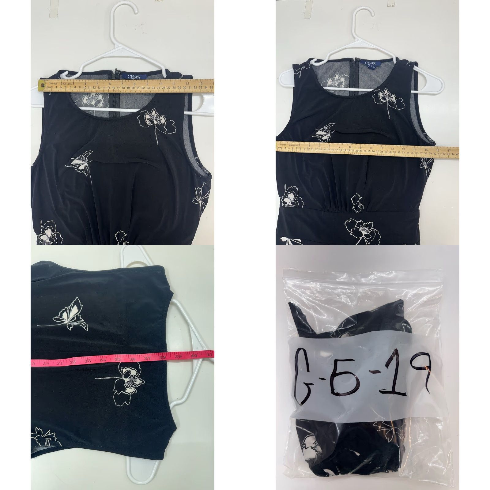 Chaps Chaps Dress Black Floral Sleeveless Tank Womens M A-Line Knee Length Size M / US 6-8 / IT 42-44 - 8 Thumbnail