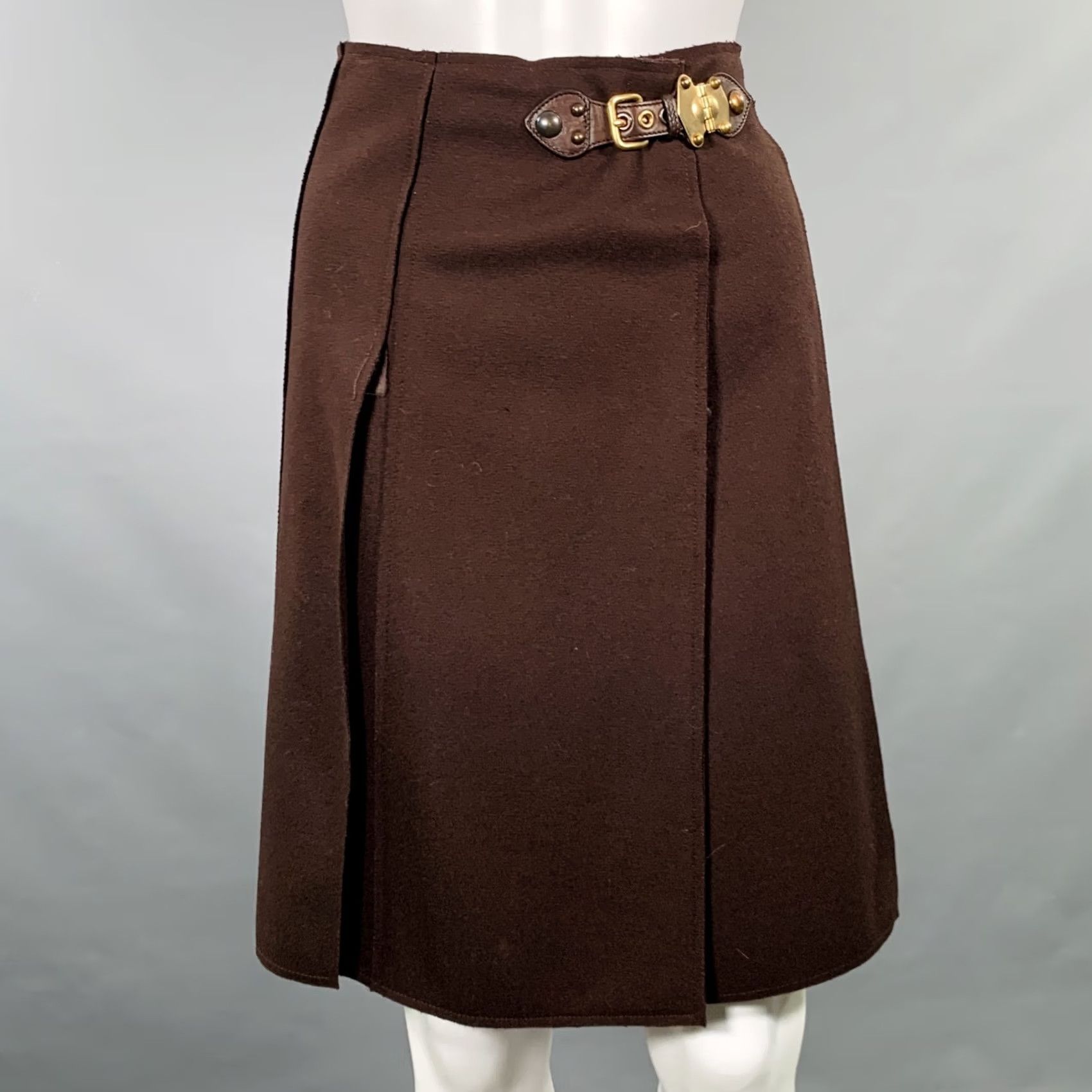 Miu Miu MIU MIU Brown Wool Nylon Pleated Skirt Suit, Size 8, Womens, IT 44, Outfits/Set, Italy, Adult, Skirt Suit Size 30" / US 8 / IT 44 - 5 Thumbnail
