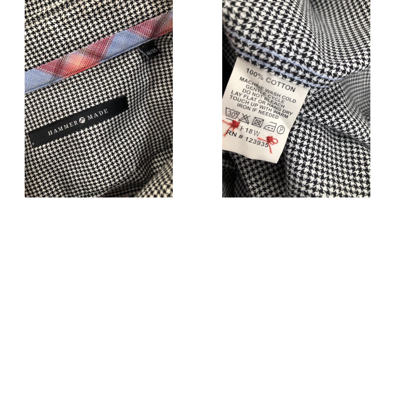 Vintage HAMMER MADE HOUNDSTOOTH Mens Shirt 48 / 185 / XL Flip Cuff Shine Button-Up Long Sleeve Black White Vintage? Size US S / EU 44-46 / 1 - 8 Thumbnail