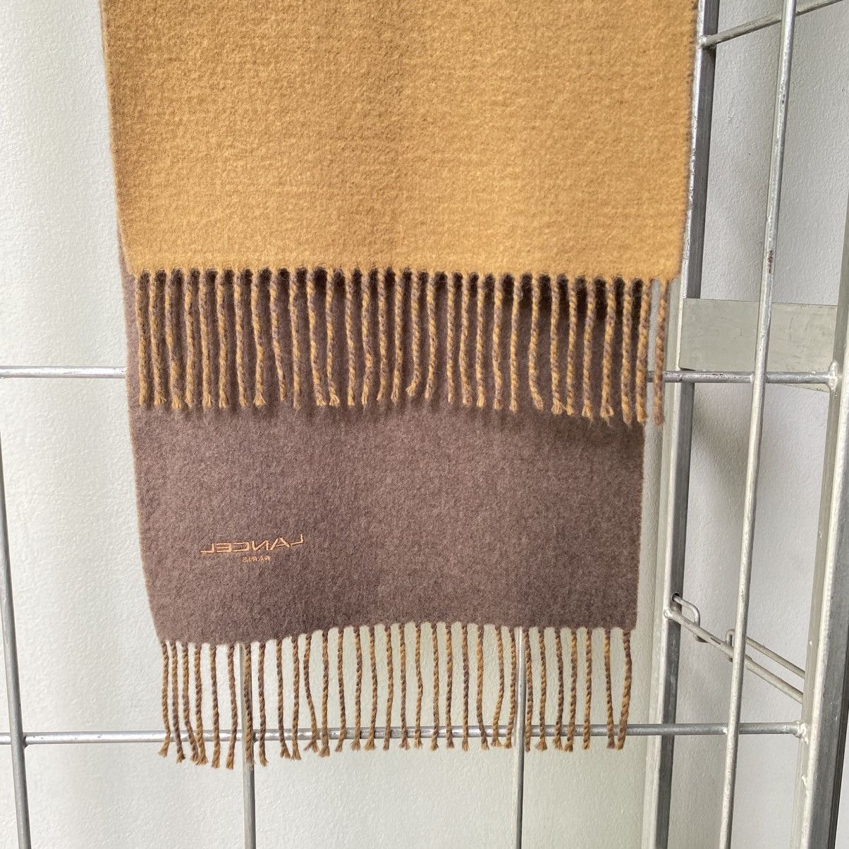 Lancel LANCEL Embroidered Edge Wool Scarf in Mocha & Taupe Size ONE SIZE - 9 Thumbnail