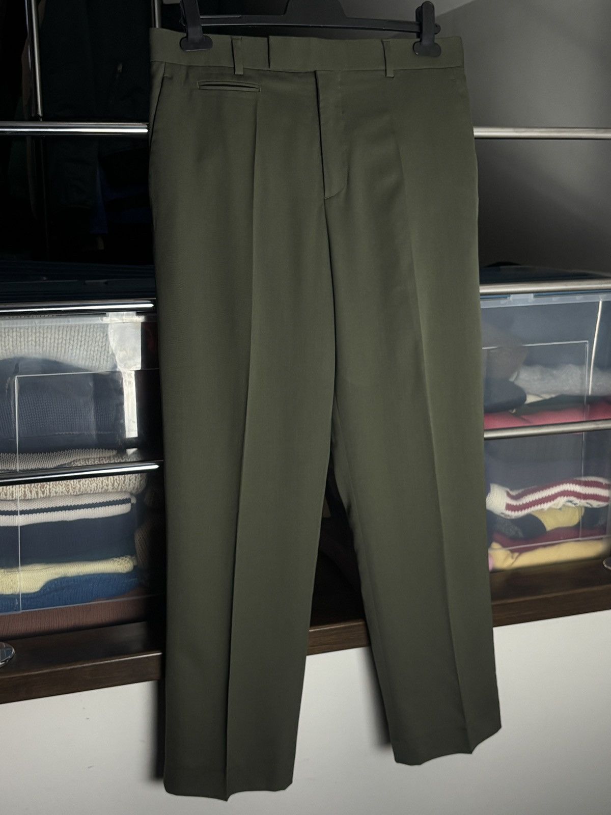 Dior Dior Olive Tailored Wool Pressed Crease Chino Pants Trousers Size US 32 / EU 48 - 2 Thumbnail