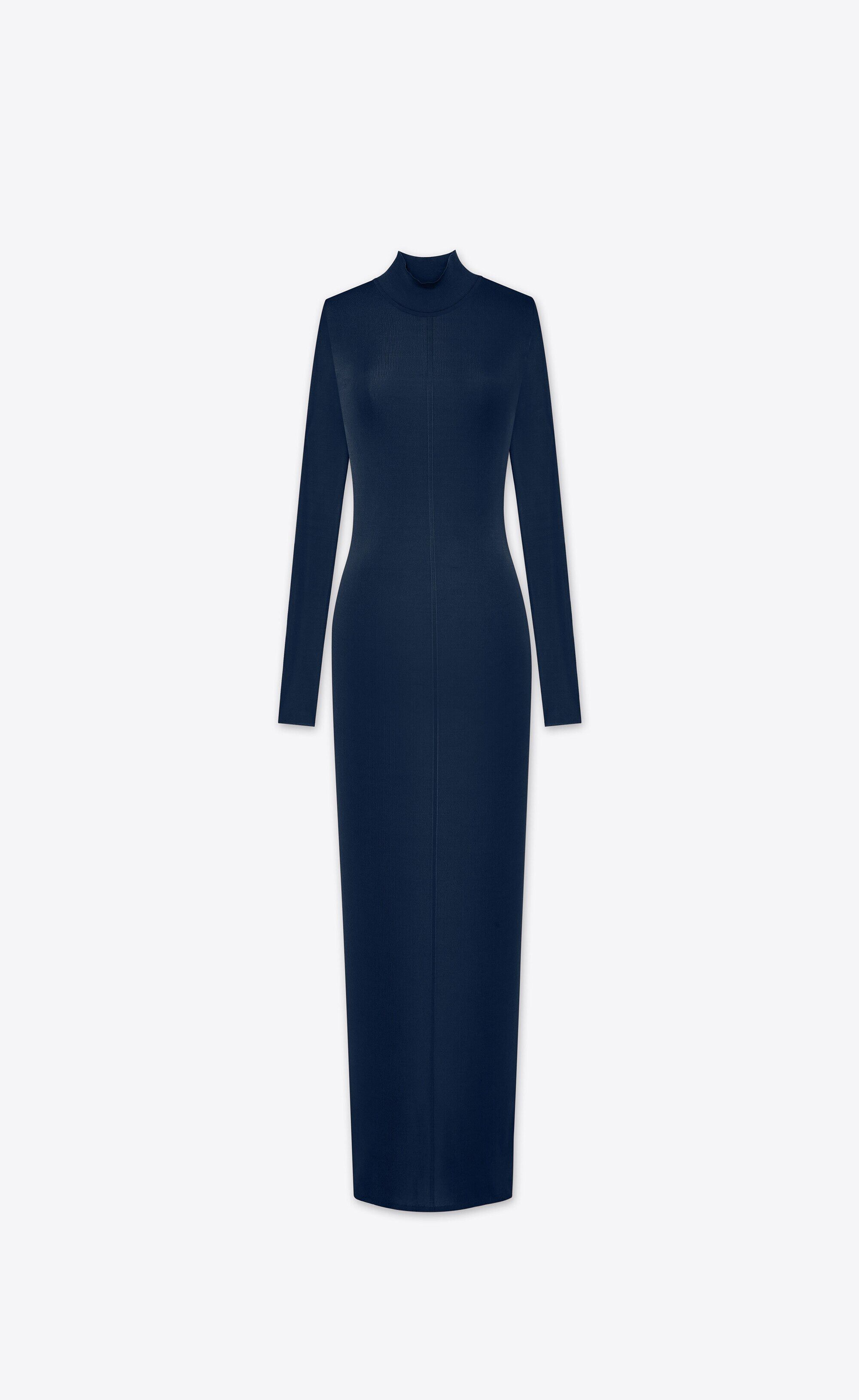 Saint Laurent Paris o1s1wg110225 741911 Long Dress in Knit in Blue Size XS / US 0-2 / IT 36-38 - 1 Thumbnail