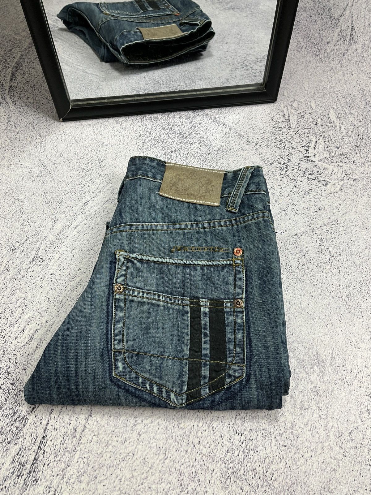Japanese Brand × Lambretta × Vintage Vintage 90’s Lambretta Denim Streetwear Hype Jeans Y2k Logo Size US 32 / EU 48 - 1 Thumbnail