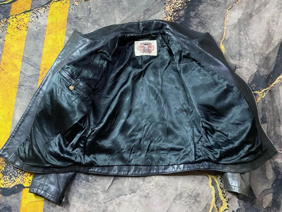 Vintage Vintage👺Double Collar Motor Cycles Leather Jacket Size US M / EU 48-50 / 2 - 5 Thumbnail