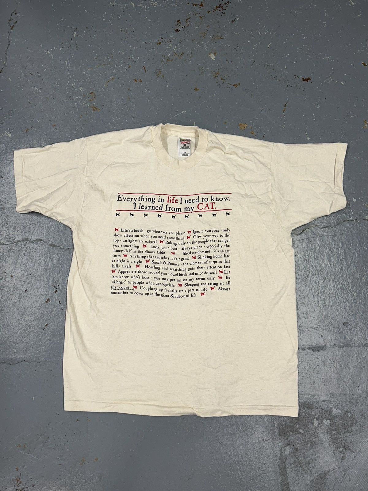 Vintage Crazy Vintage Y2K Essential White Cat Script Humor Tee Shirt Size US L / EU 52-54 / 3 - 1 Thumbnail